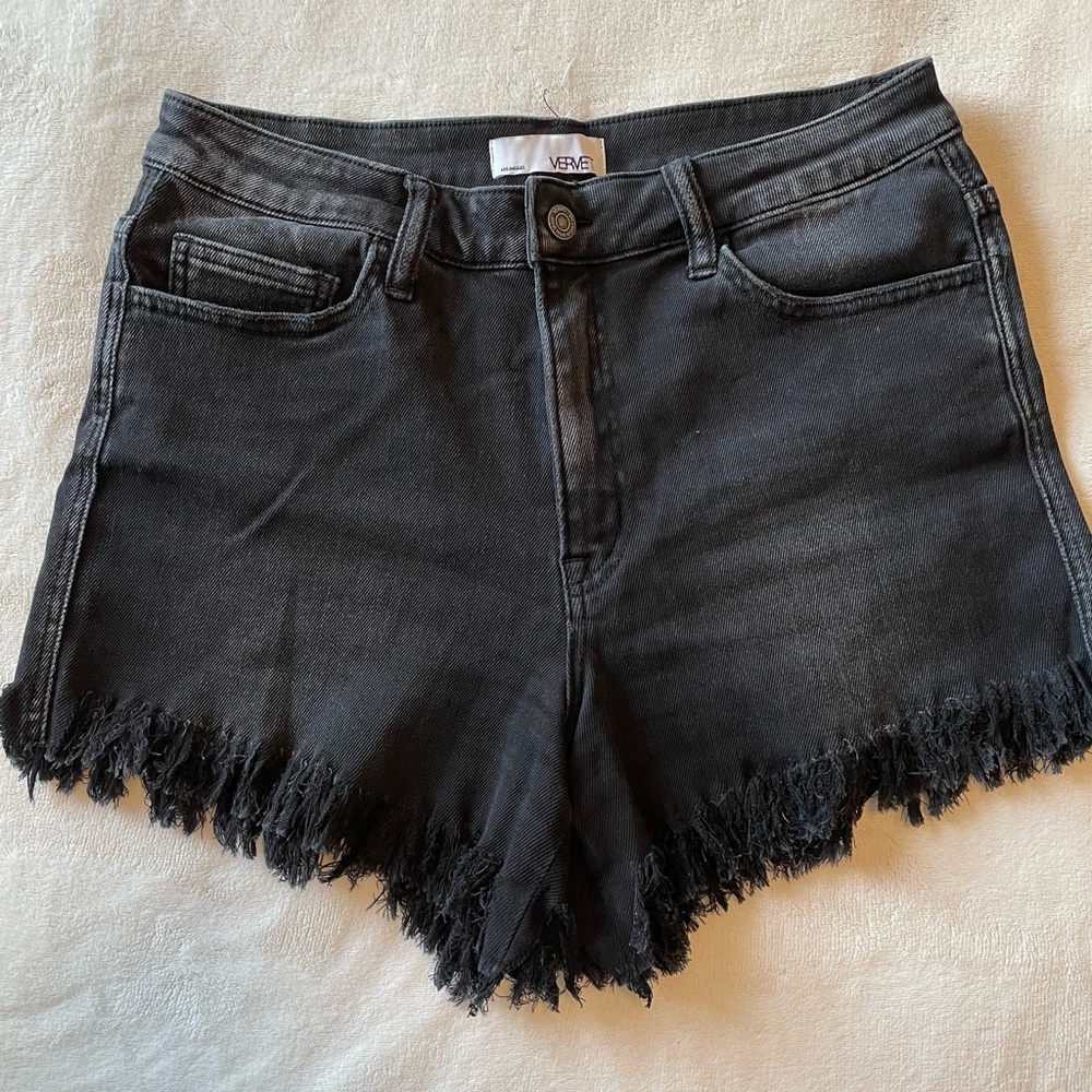 Vervet High-Waisted Black Denim Shorts